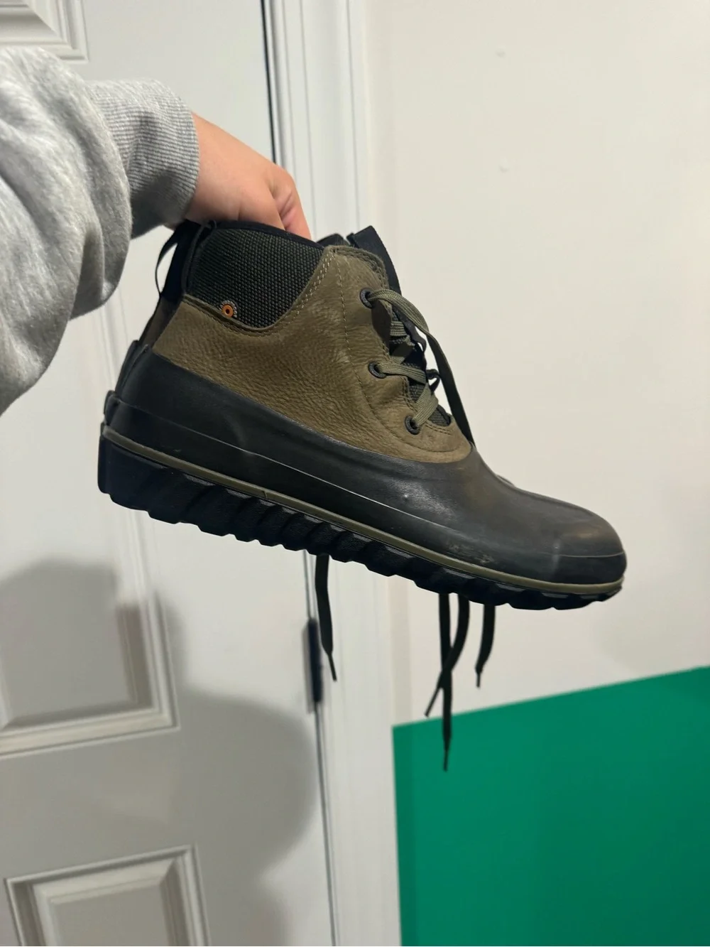 Men's Olive Green & Black Waterproof Rain & Snow Boots